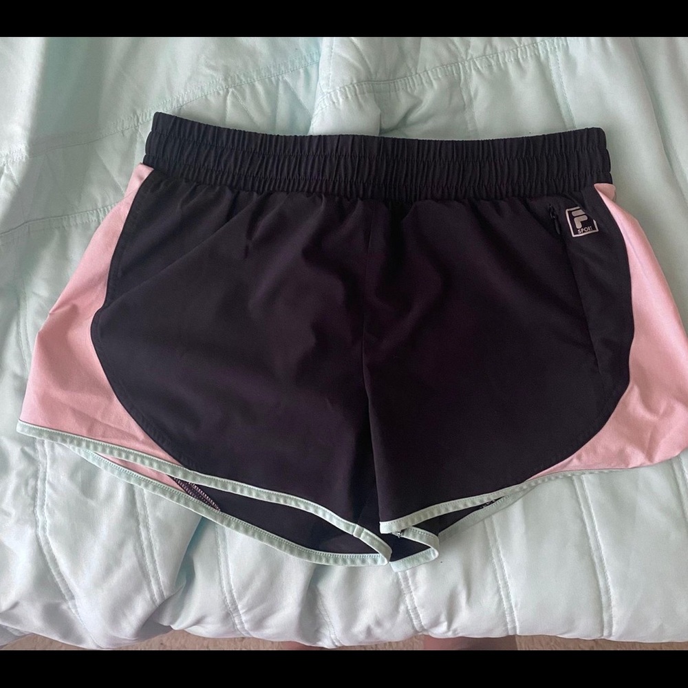 Black and Pink FILA Running Shorts